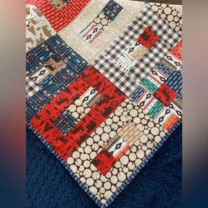 Baby Boy/Toddler Quilt -  Wilderness Quilt w/ Soft Minky backing, NEW & Handmade